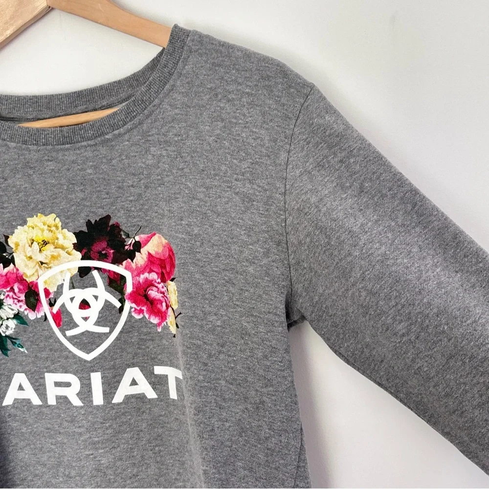 Ariat Women’s Floral Sweatshirt Size Small Casual Cozy Fleece Lined Neutral G17 - Picture 4 of 13